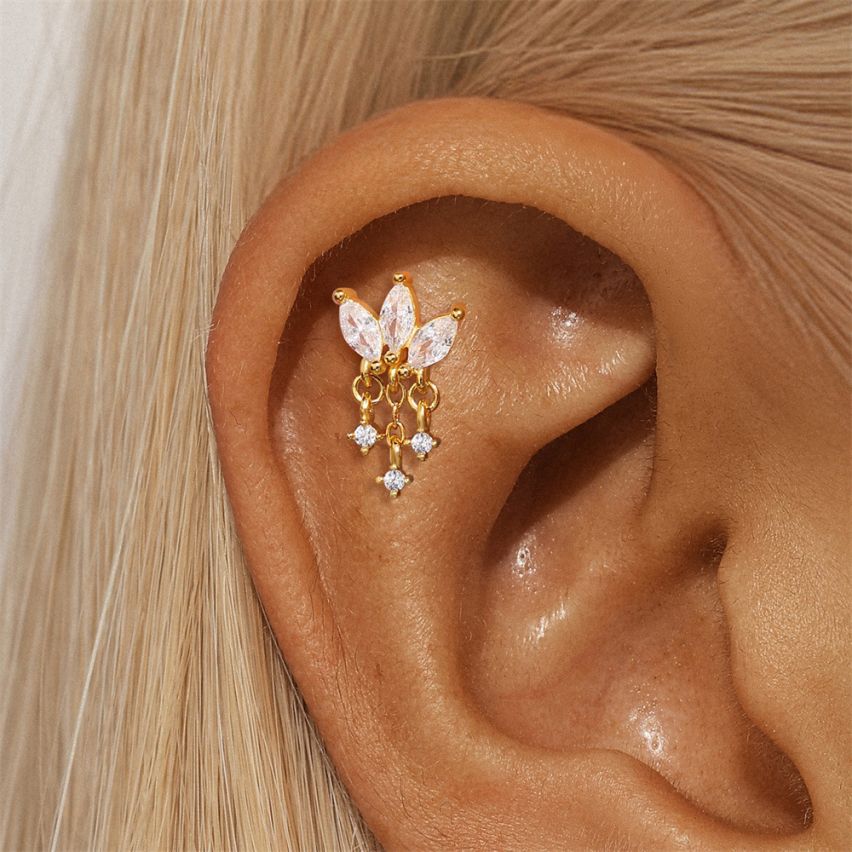 3 galvanization layers Zircon Piercing Earrings 