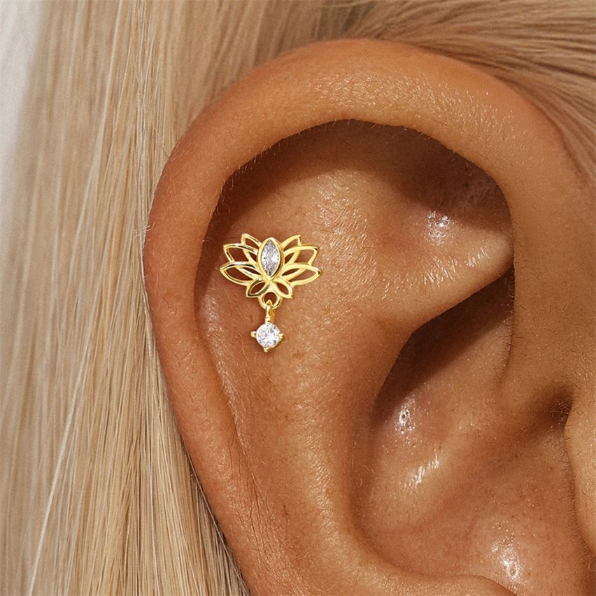 3 galvanization layers Zircon Piercing Earrings 