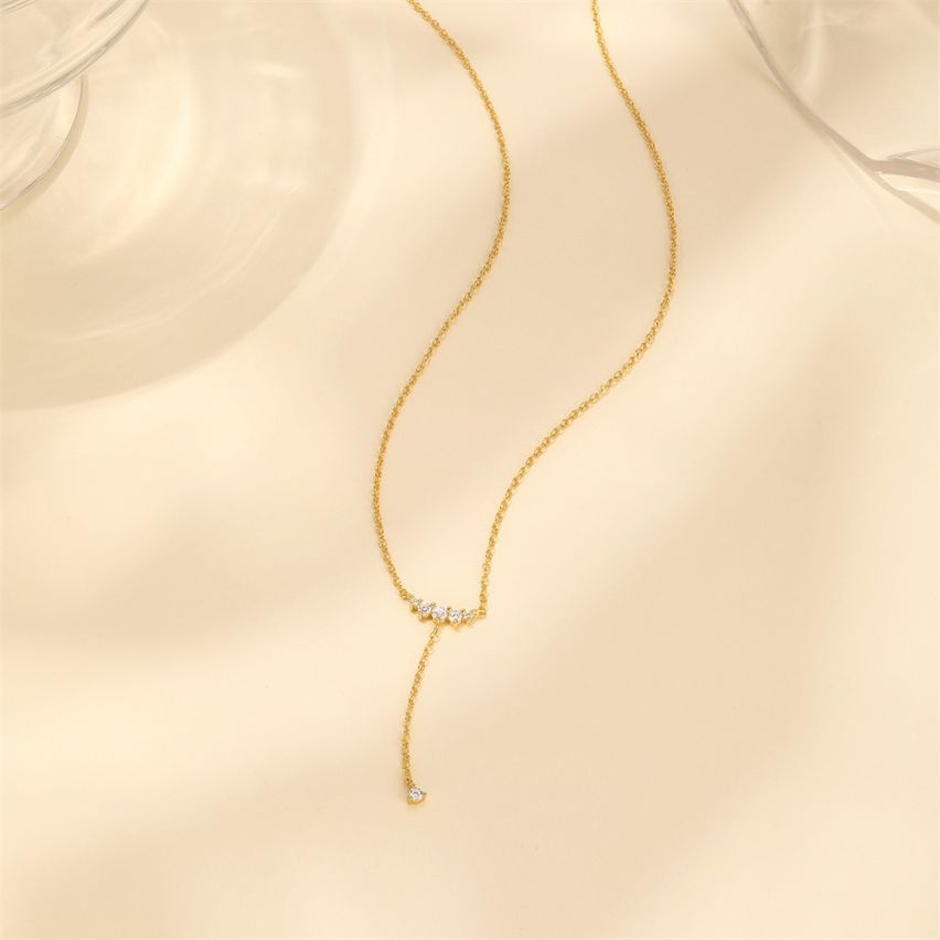 925 Silver 3 galvanization layers Zircon Minimalist Pendants 1.4g 450x10.4mm