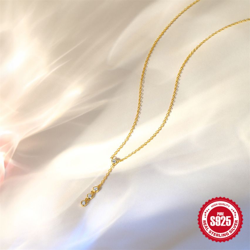 925 Silver 3 galvanization layers Zircon Minimalist Pendants 1.54g