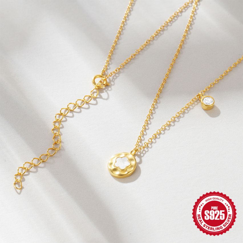 925 Silver 3 galvanization layers Zircon Minimalist Pendants 2.04g