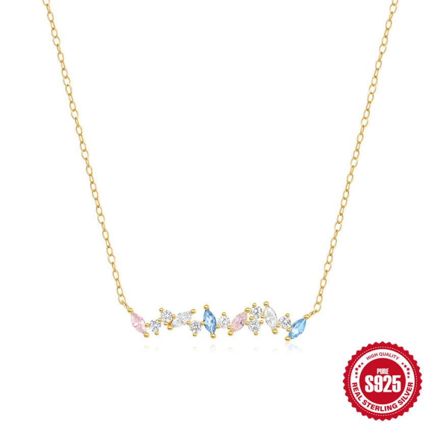 925 Silver 3 galvanization layers Colorfull Zircon Minimalist Pendants 2.05g 450x29mm