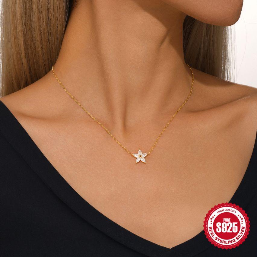 925 Silver 3 galvanization layers Zircon Minimalist Pendants 2.06g