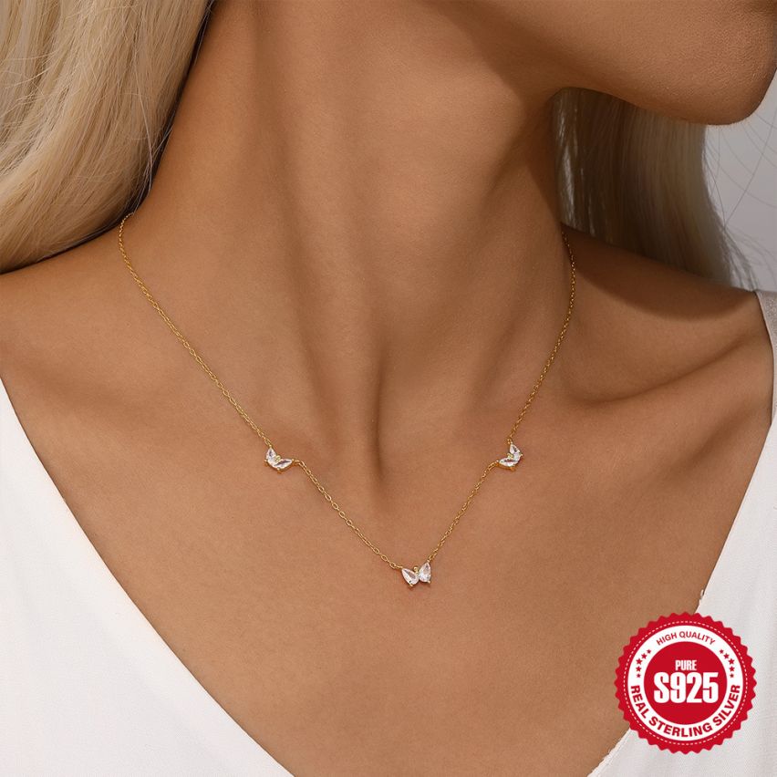 925 Silver 3 galvanization layers Zircon Minimalist Pendants 2.2g