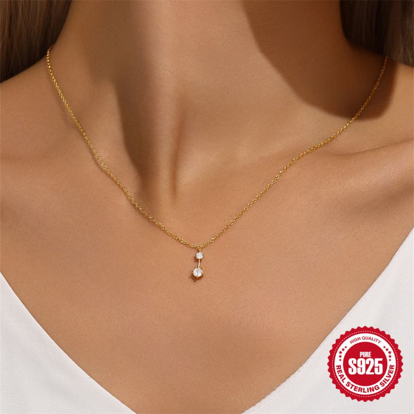 ESSENTIAL 3 galvanization layers 925 Silver Zircon Minimalist Pendants 