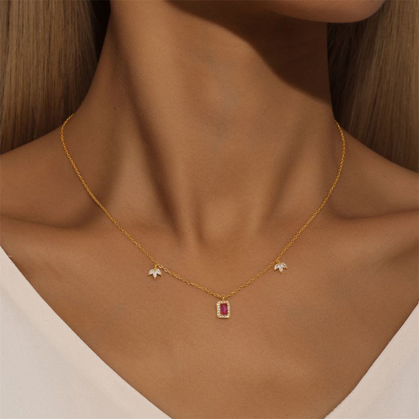 ESSENTIAL 3 galvanization layers 925 Silver Pink Zircon Minimalist Pendants