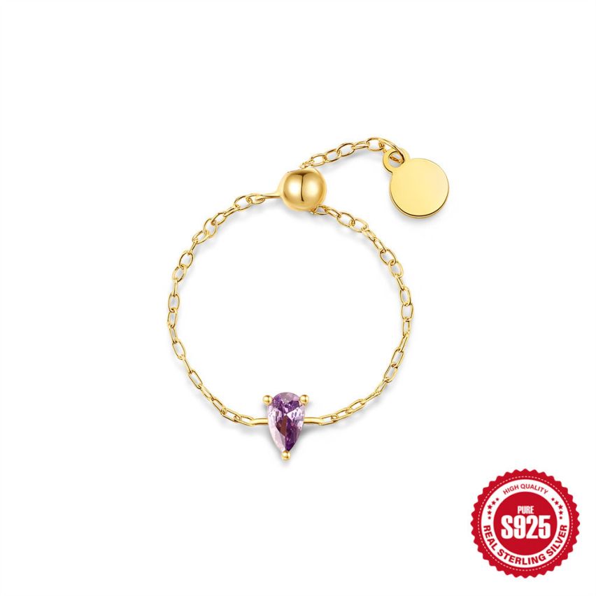 925 Silver 3 galvanization layers Zircon Minimalist Rings 0.72g 35.4x5.4mm