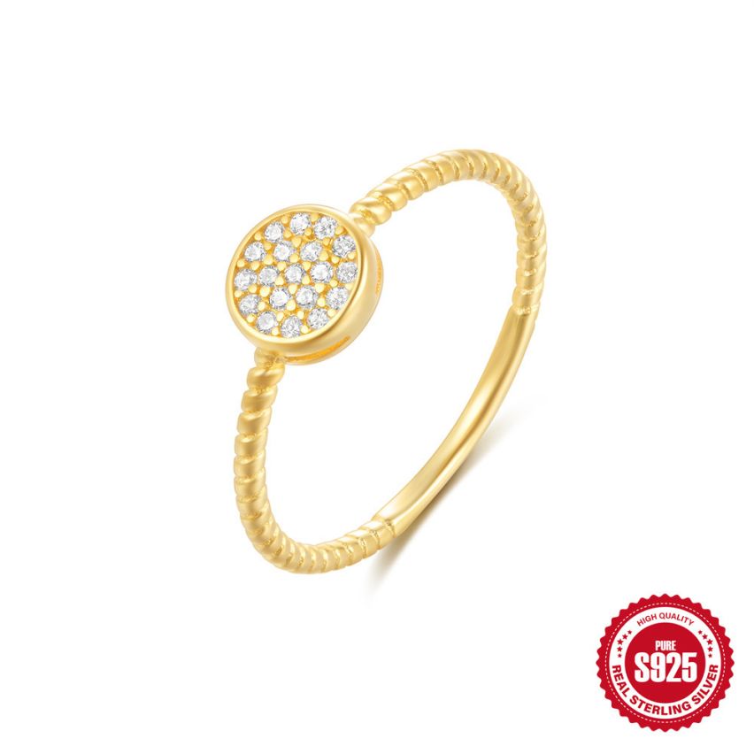 925 Silver 3 galvanization layers Zircon Minimalist Rings 1.18g 17.5x6.5mm