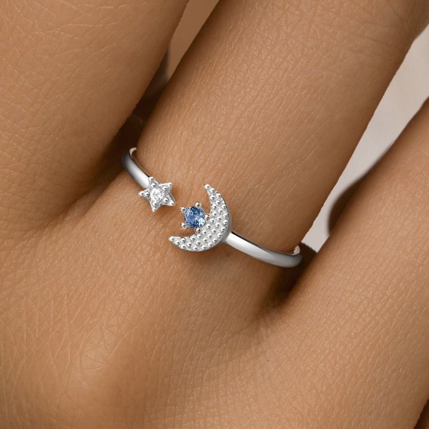 925 Silver 3 galvanization layers Zircon Minimalist Rings 1.38g 17x6mm