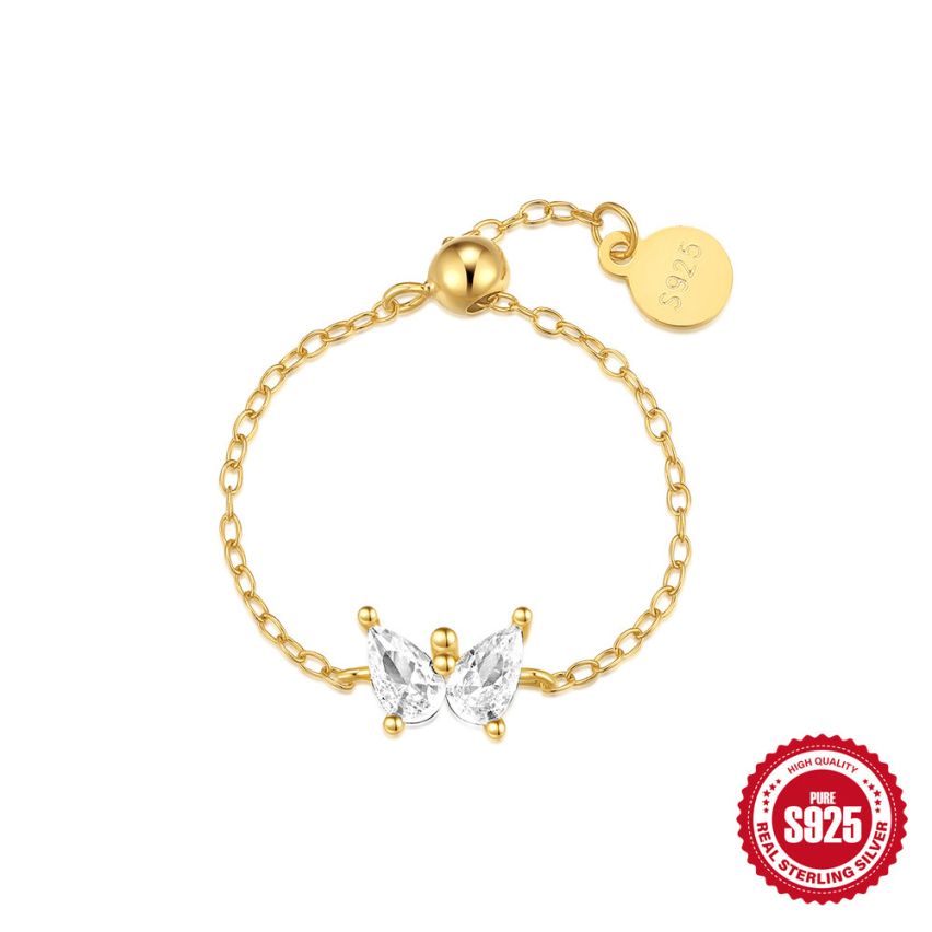 925 Silver 3 galvanization layers Zircon Minimalist Rings 1g 60x8mm