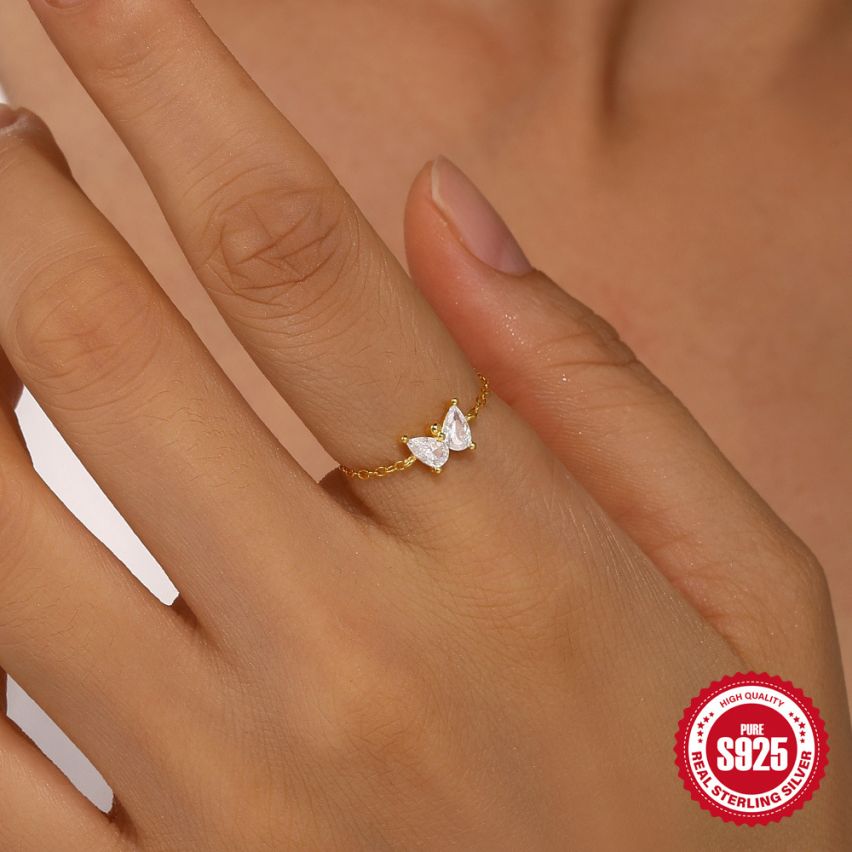 ESSENTIAL 3 galvanization layers 925 Silver Zircon Minimalist Rings 