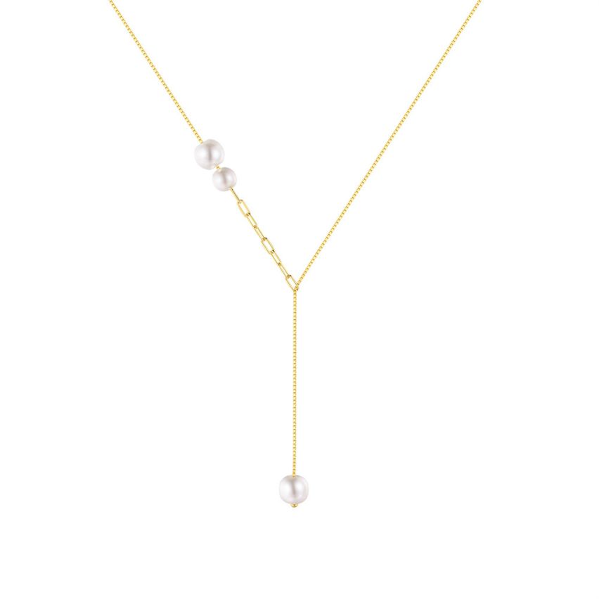 925 Silver 3 galvanization layers Zircon Pearls Pendants 1.35g 450x5.9mm