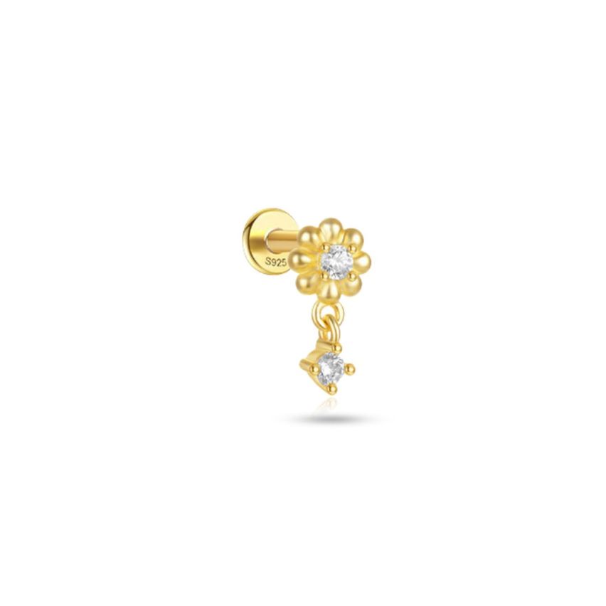 ESSENTIAL 3 galvanization layers 925 Silver Zircon Piercing Earrings 