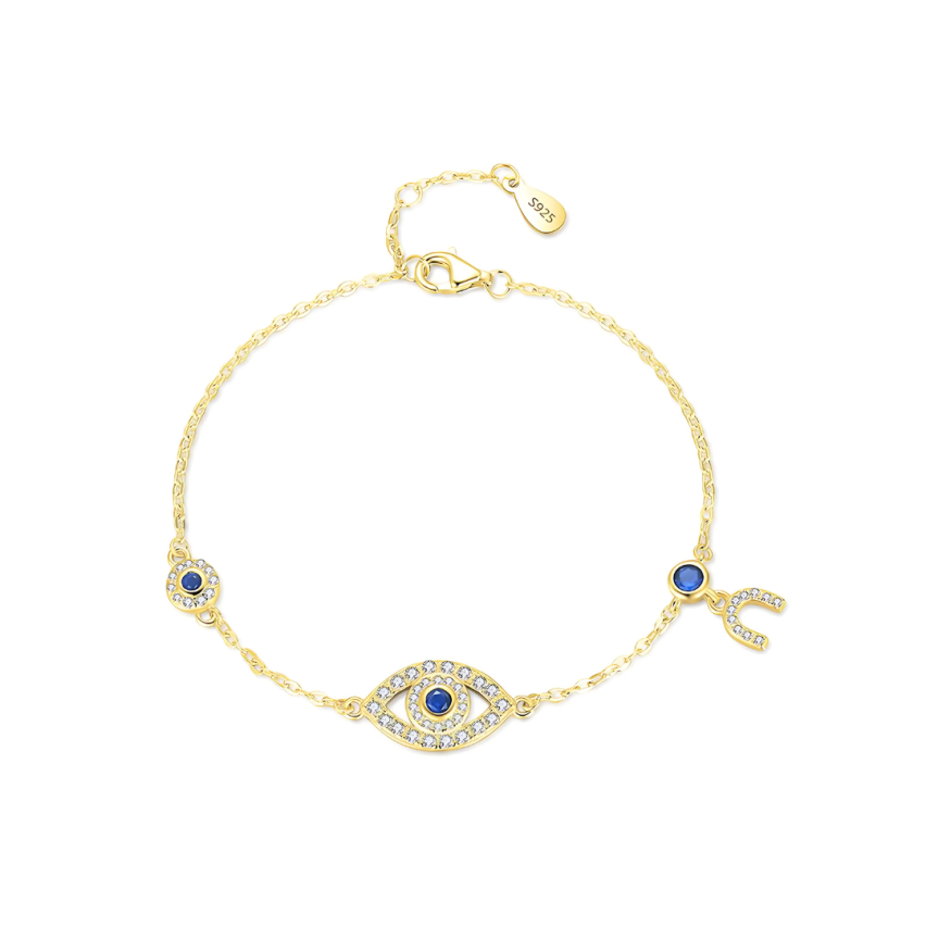 925 Silver Gold Plating Blue marine Zircon Minimalist Bracelets 2.4g