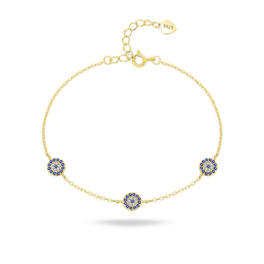 925 Silver Gold Plating Blue marine Zircon Minimalist Bracelets 1.9g