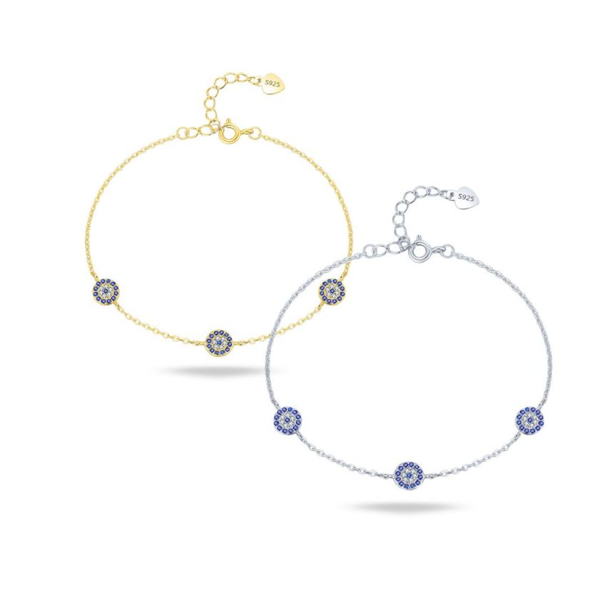 925 Silver Blue Zircon Minimalist Bracelets 1.9g