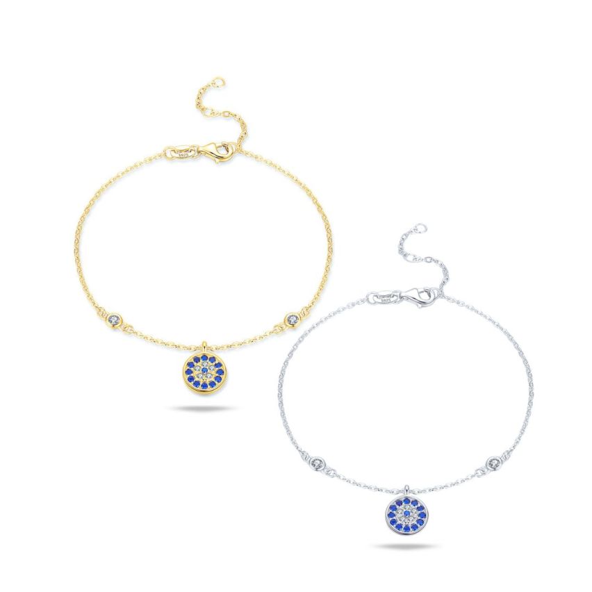 925 Silver Blue Zircon Minimalist Bracelets 1.98g