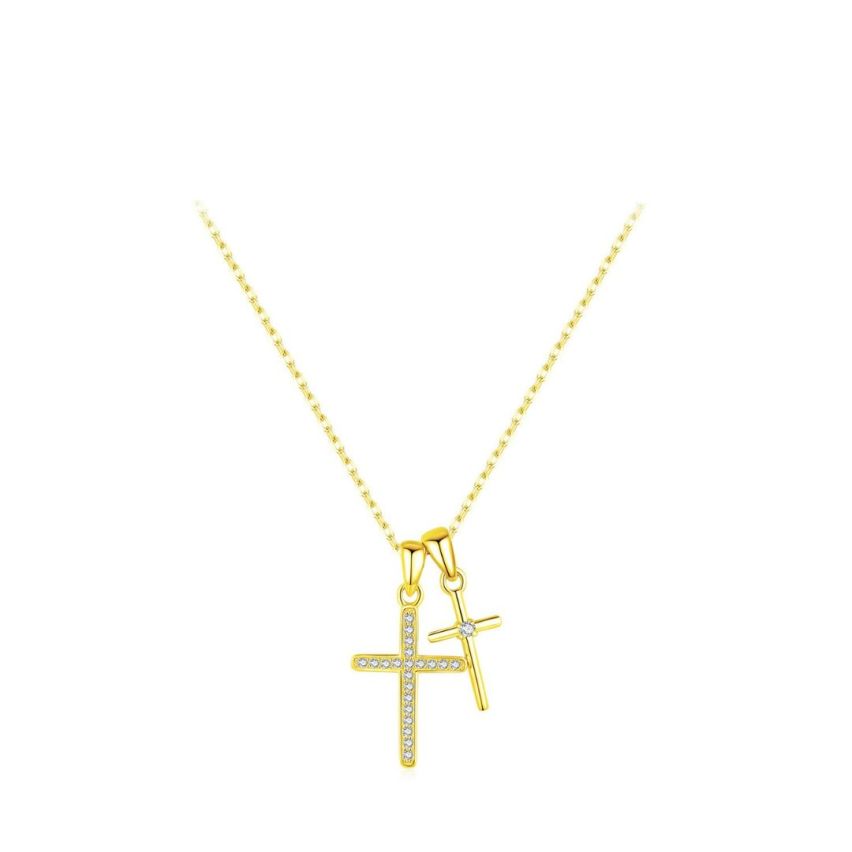 925 Silver Gold Plating GRA Moissanite-Diamond certificate Cross Pendants 2.60g