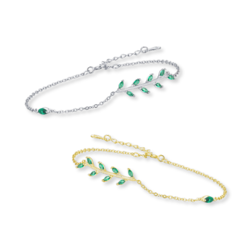 925 Silver Green Zircon Minimalist Bracelets 1.42g
