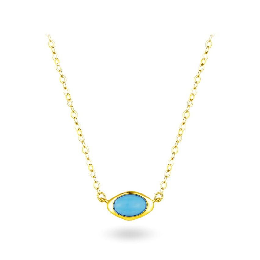 925 Silver Gold Plating Lake blue Turquoise Minimalist Pendants 1.88g