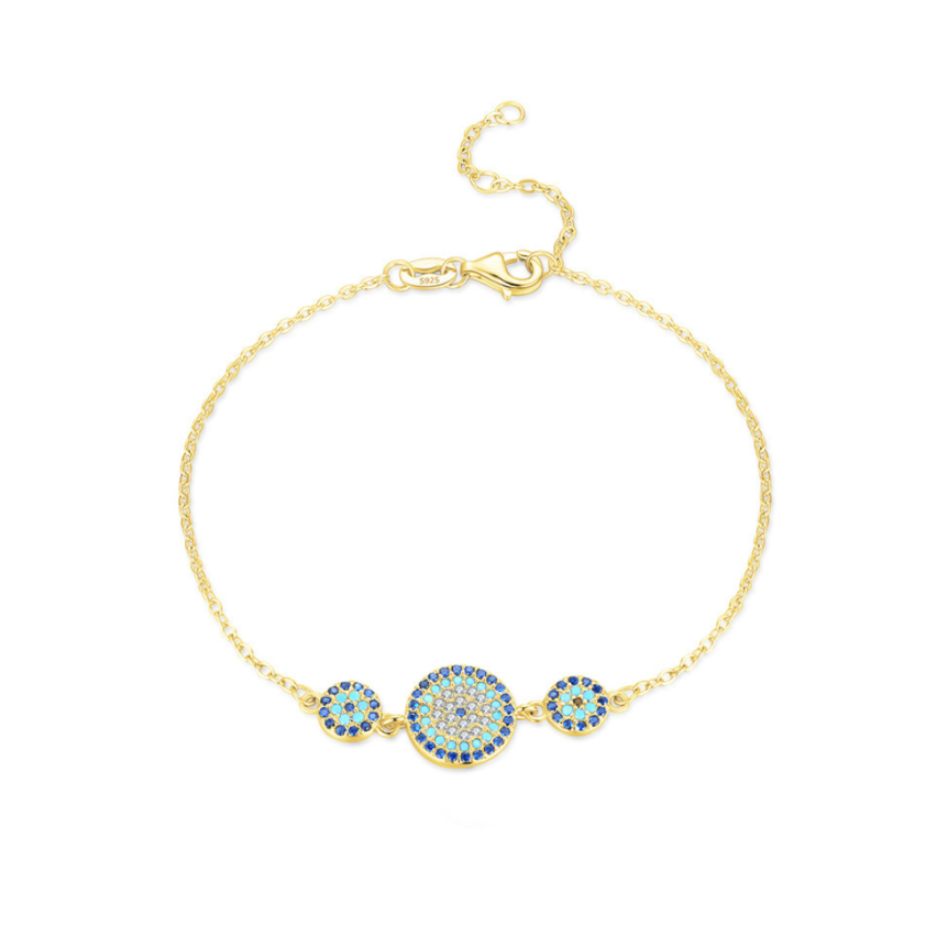 925 Silver Gold Plating Lake blue Zircon Minimalist Bracelets 2.4g