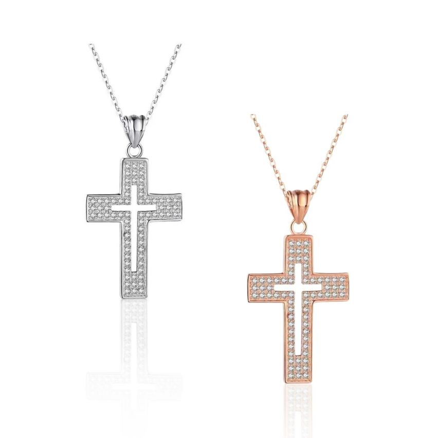925 Silver Zircon Cross Pendants 3g