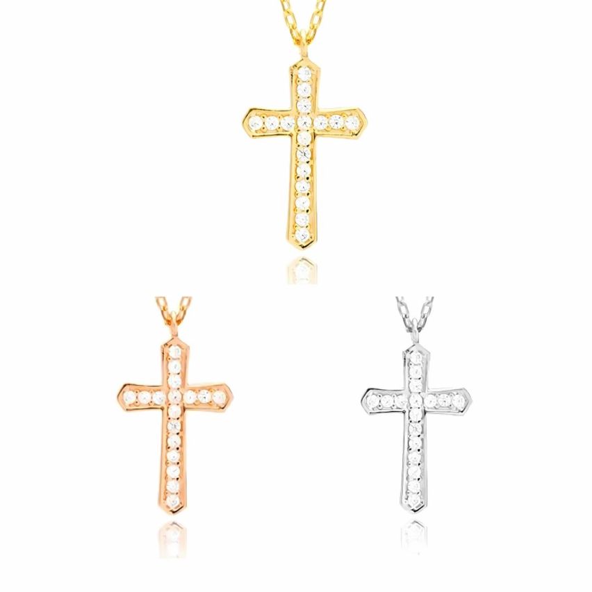 925 Silver Zircon Cross Pendants 3g
