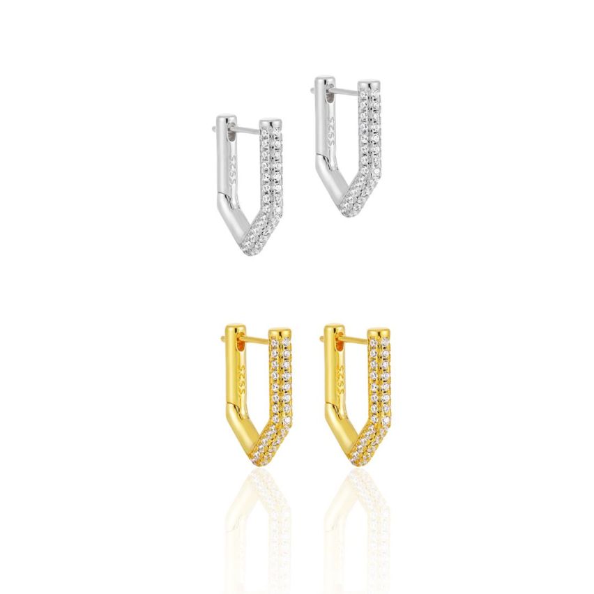 925 Silver Zircon Hoop Earrings