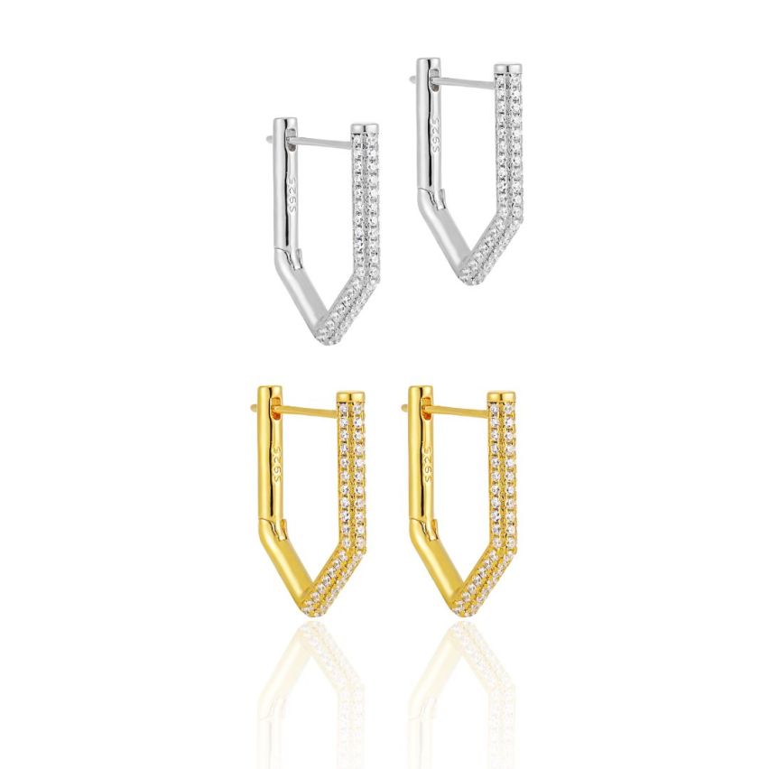 925 Silver Zircon Hoop Earrings