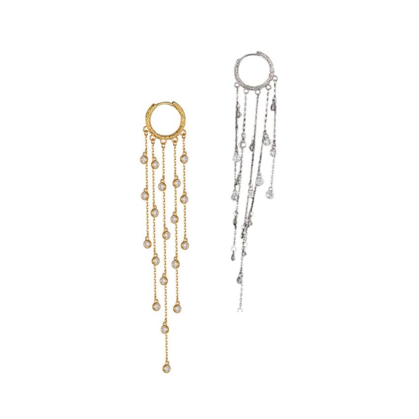 925 Silver Zircon Long Earrings