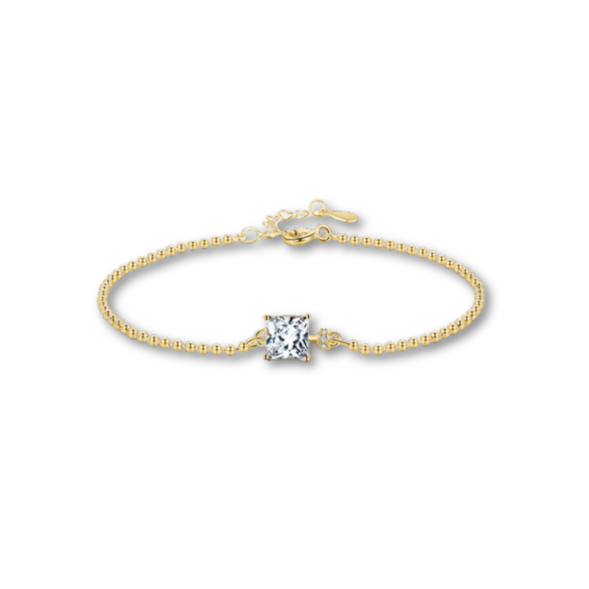 925 Silver Gold Plating Zircon Minimalist Bracelets 1.9g