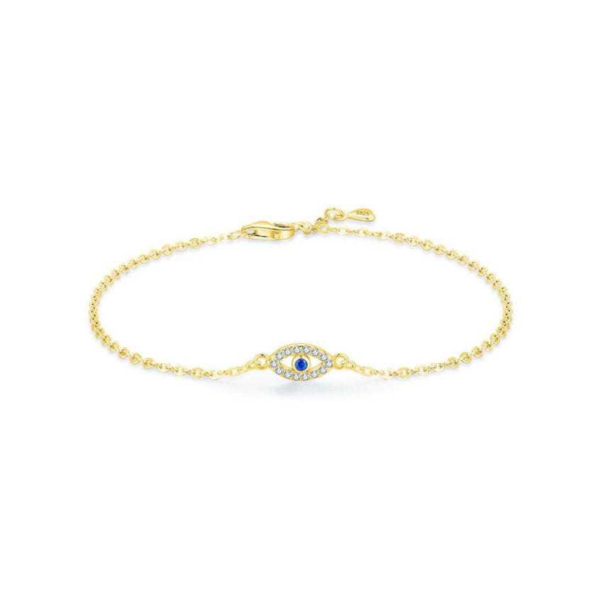 925 Silver Gold Plating Blue marine Zircon Minimalist Bracelets 1.2g