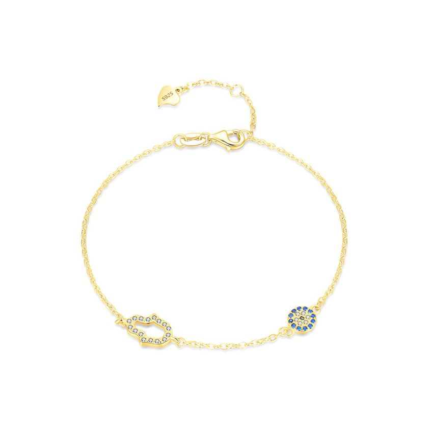 925 Silver Gold Plating Blue marine Zircon Minimalist Bracelets 1.47g