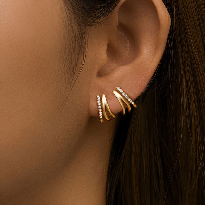 925 Silver Zircon Minimalist Earrings 1.86g 7.8x12.6mm