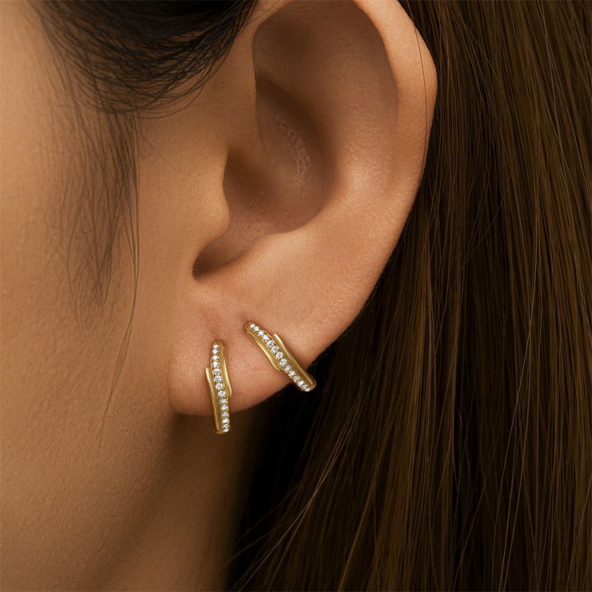 925 Silver Zircon Minimalist Earrings 1.3g 8.9x11.4mm