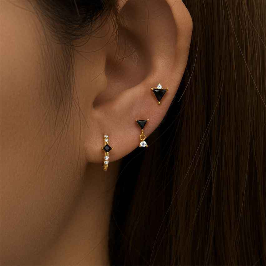 Black Zircon Sets Earrings 
