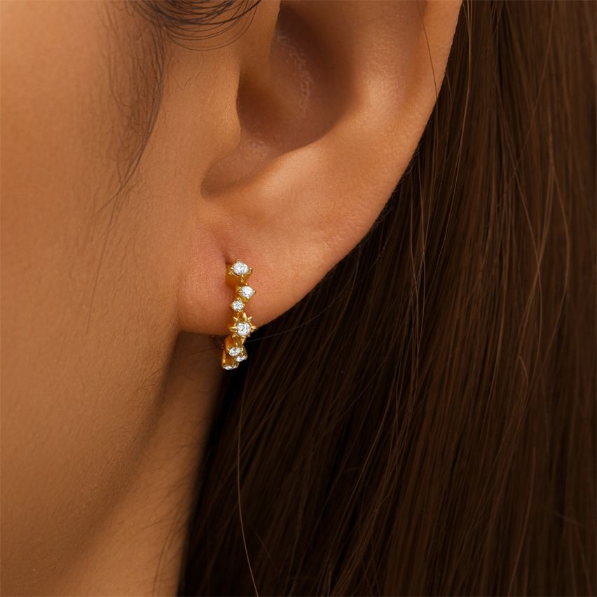 925 Silver Zircon Minimalist Earrings 1.83g