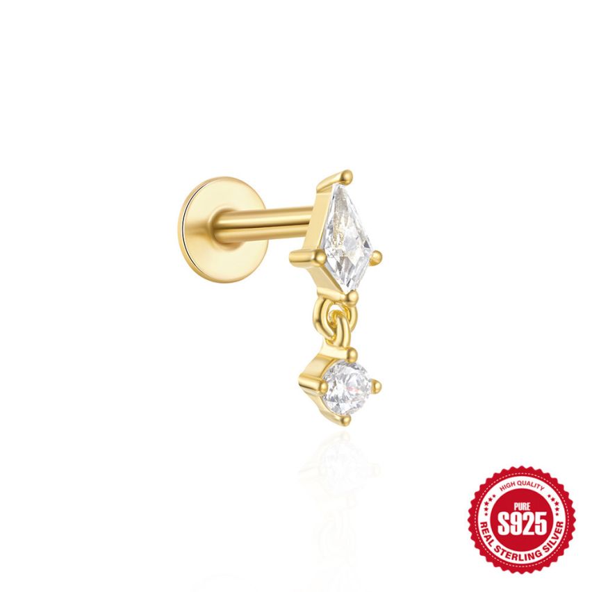 ESSENTIAL 925 Silver Zircon Piercing Earrings 