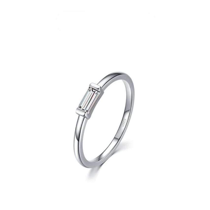 925 Silver Rhodium Plating Zircon Minimalist Rings 1.2g EU52 - ES12 - US6
