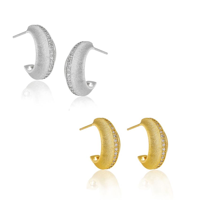 925 Silver Zircon Texture Earrings