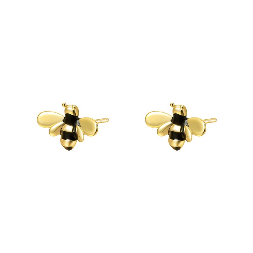 925 Silver Gold Plating Bicolor Minimalist Earrings 0.77g 11x7mm