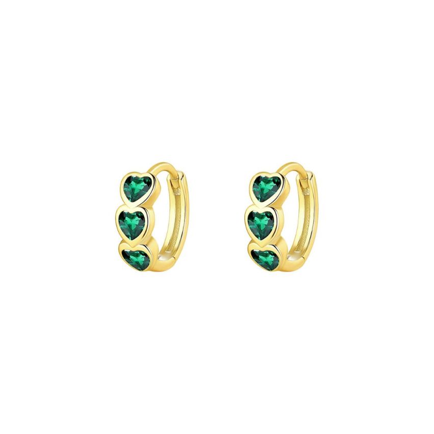 925 Silver Gold Plating Green Zircon Minimalist Earrings 1.82g
