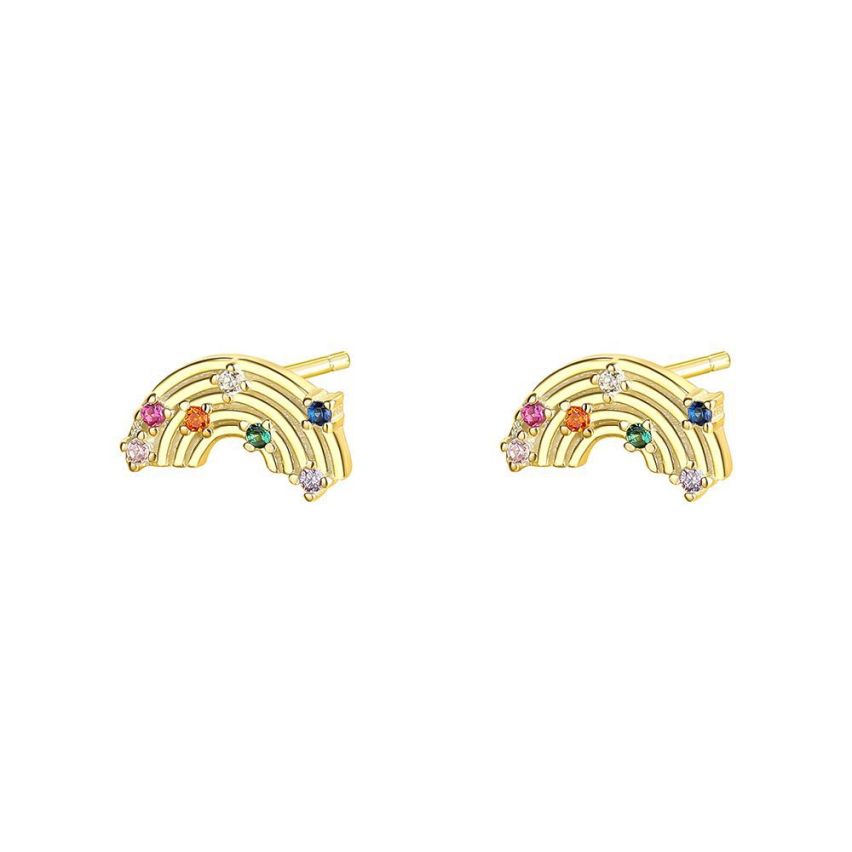 925 Silver Gold Plating Colorfull Zircon Minimalist Earrings