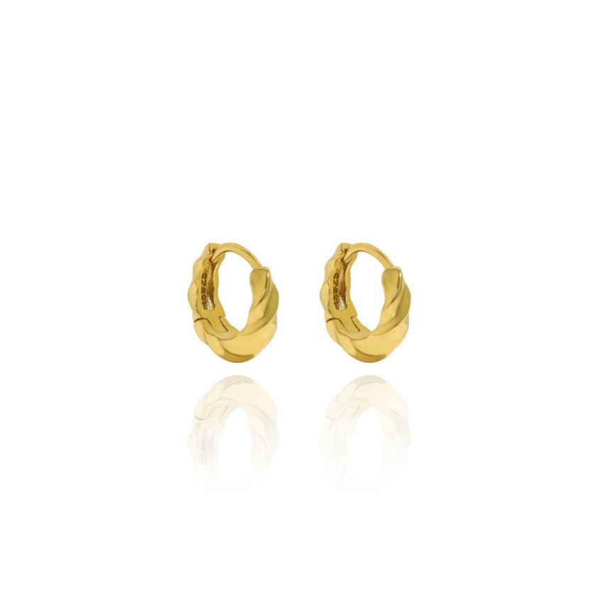 925 Silver Gold Plating Hoop Earrings 1.65g 11.5x3.5mm