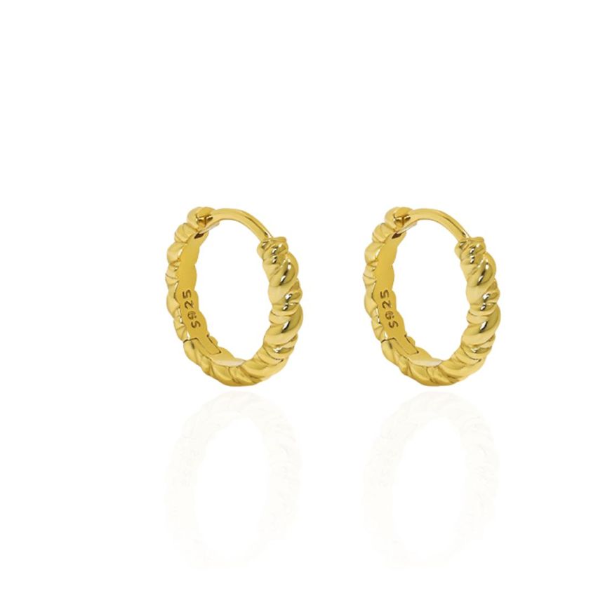 925 Silver Gold Plating Hoop Earrings 2.05g 13x2.5mm
