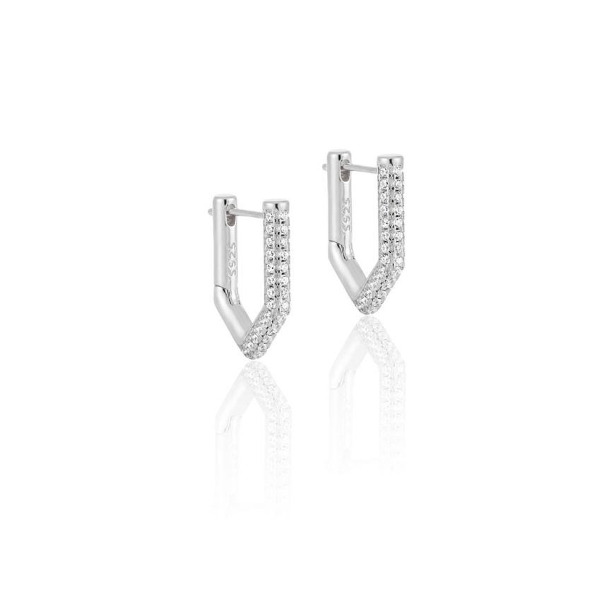 925 Silver Rhodium Plating Zircon Hoop Earrings 3g