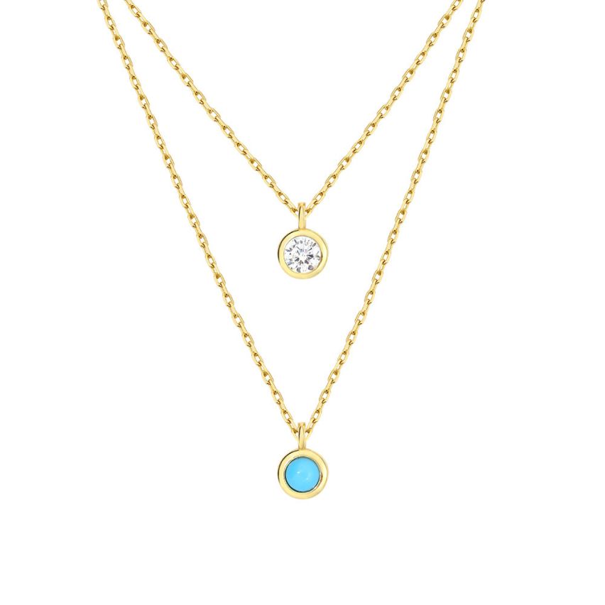 925 Silver Gold Plating Lake blue Zircon Minimalist Pendants