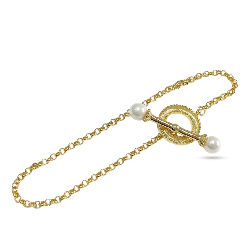 925 Silver Gold Plating Pearls Bracelets