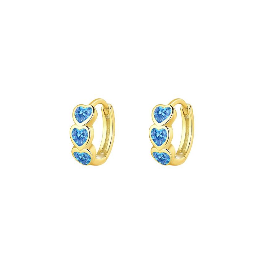 925 Silver Gold Plating Blue marine Zircon Minimalist Earrings 1.82g