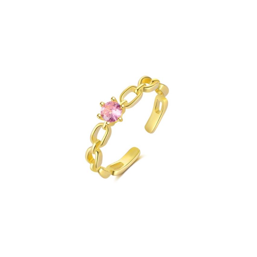 925 Silver Gold Plating Pink Zircon Minimalist Rings